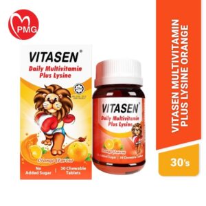 Vitasen Multivitamin Plus Lysine Orange Chewable Tablet